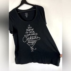 Torrid Women's Black S/S Graphic Holiday Cocktails Top Blouse Size 2